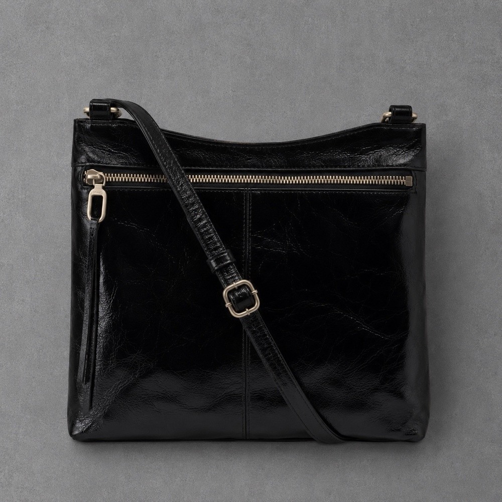 HOBO International Cambel Black Leather Crossbody Shoulder Bag Purse Slim